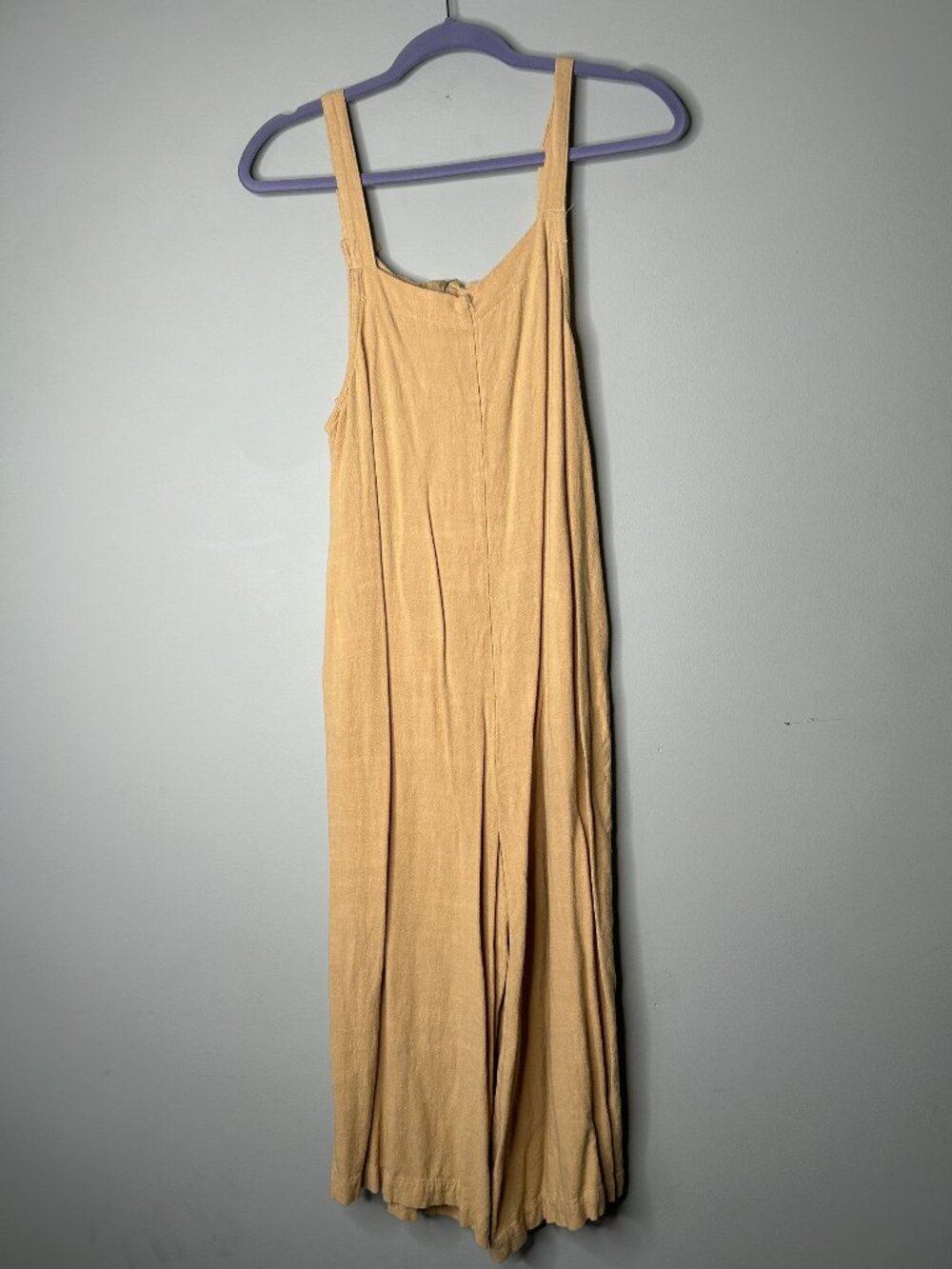 Mahina Hawaii Yellow Wide Leg Linen Blend Jumpsuit Women's Size Large L